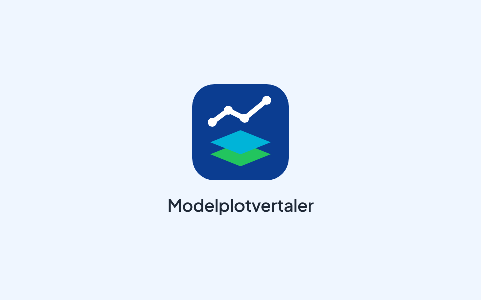 Tijdelijke afbeelding: het icoon van Modelplotvertaler, twee gestapelde vlakken met een lijngrafiek erboven, op een lichtblauw vlak.
