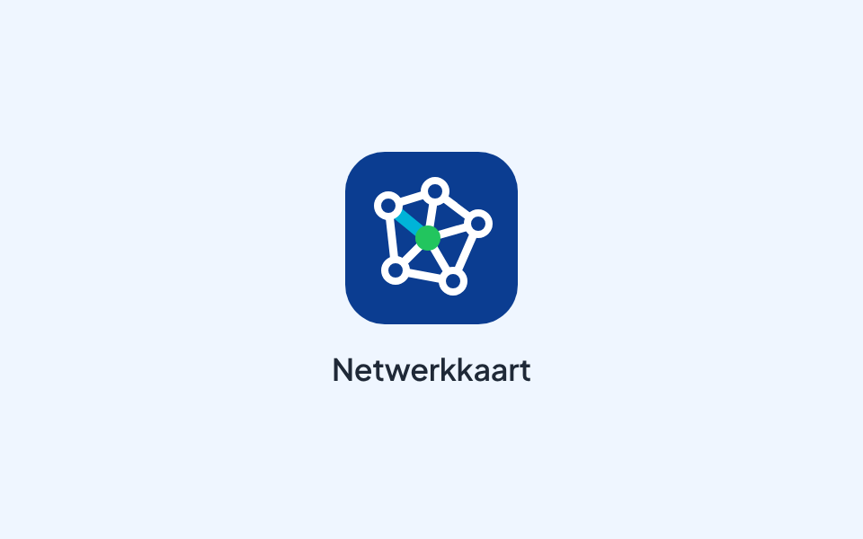 Tijdelijke afbeelding: het icoon van Netwerkkaart, punten die met lijnen tot een netwerk verbonden zijn, op een lichtblauw vlak.